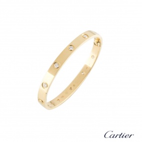 Cartier Yellow Gold Full Diamond Love Bracelet Size 17 Cartier Yellow Gold Full Diamond Love Bracelet Size 17